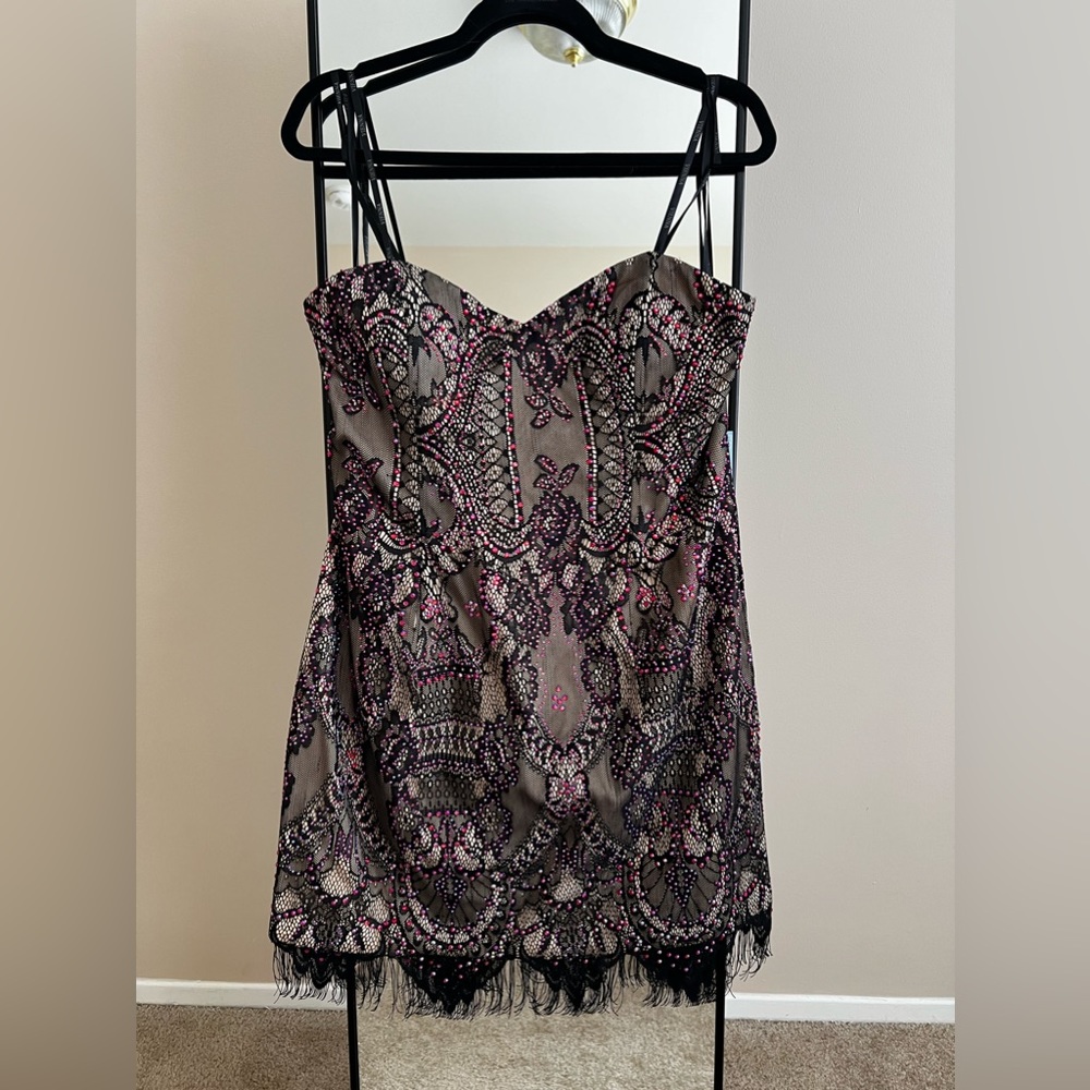 Vienna Prom black and pink mini dress